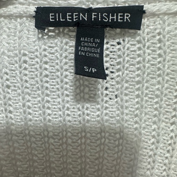 Eileen Fisher White Cardigan Waterfall Front 100% Organic Linen Size Small NWOT - Picture 3 of 4